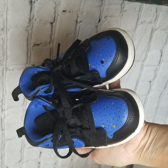 Jordan 1 Mid Hyper Paint Splatter 7C Toddler Blue Black - Picture 5 of 16